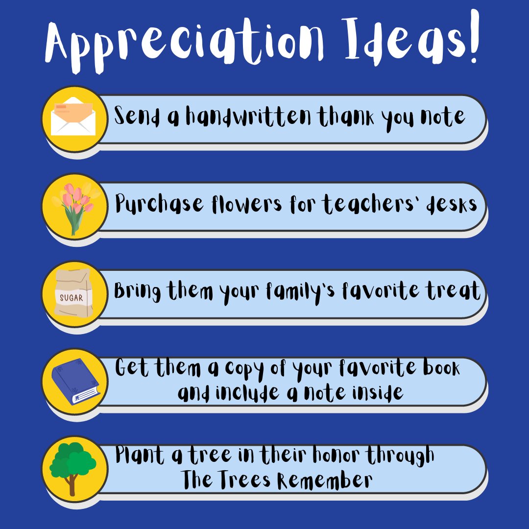 This week is National Teacher and Staff Appreciation Week! Our D115 teachers and staff go above and beyond for students everyday and this week, we have a chance to share our gratitude with them. Scroll through to see some fun ideas to show your appreciation! #ScoutNation