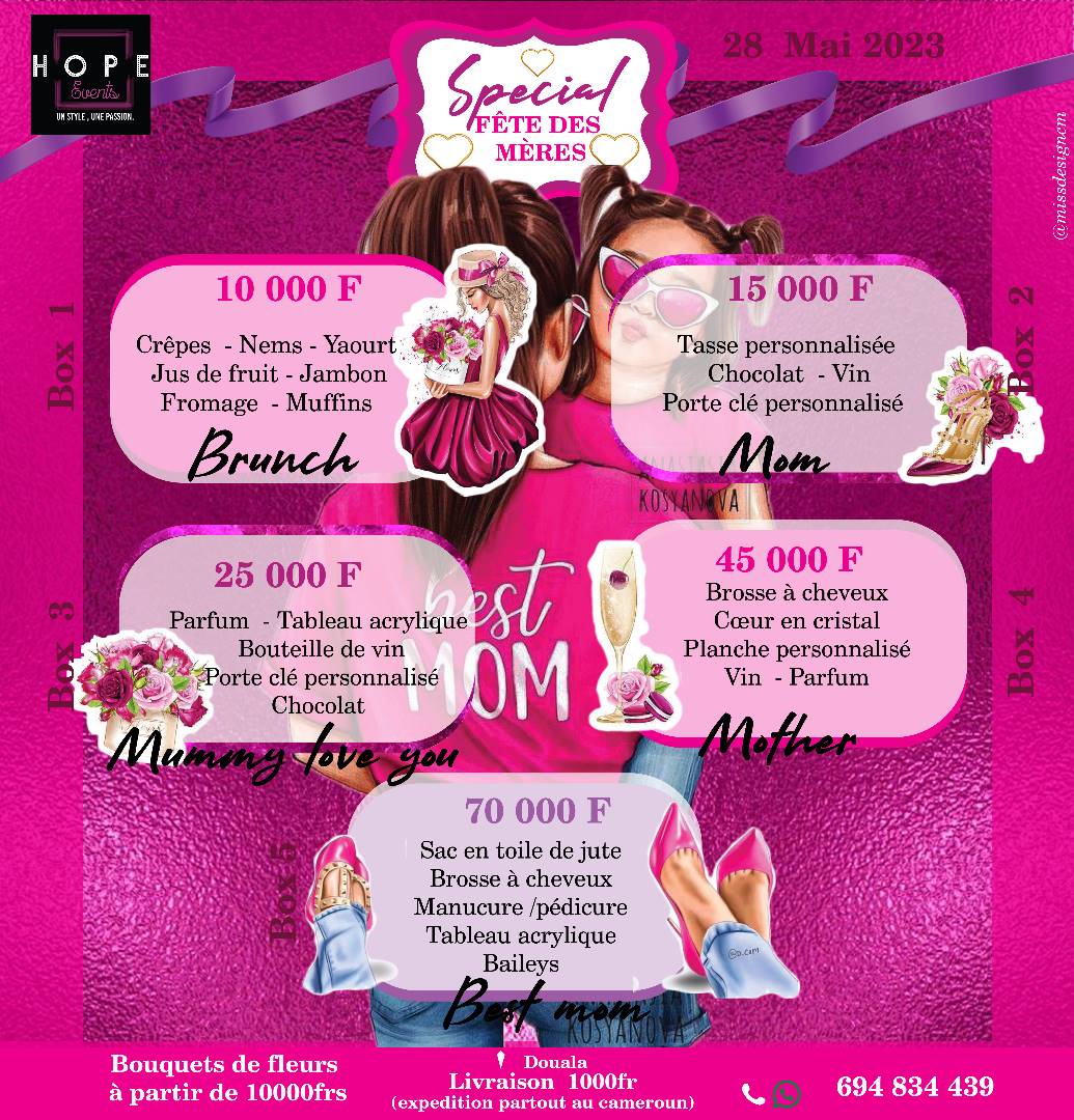 HopeEvents1's tweet photo. Tic... Tac célébrons nos Reines en leur offrant un de nos magnifiques box 🥰🥰🥰
Tel:694834439
Douala et expédition partout au cameroun. PS : un rt svp 😉 https://t.co/kNWIcdQwcR