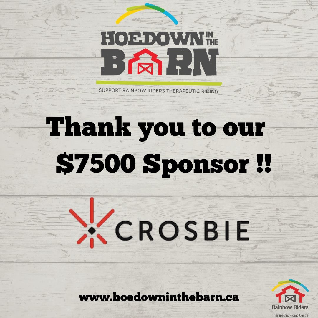 Let’s tip our cowboy hats🤠to Crosbie for their continued support of Hoedown in the Barn! So appreciative of your generosity!🙏Get your posse together-tickets are going fast! Tickets available at hoedowninthebarn.com 
#hoedowninthebarn #tipyourhat #CommunitySponsor #barndance