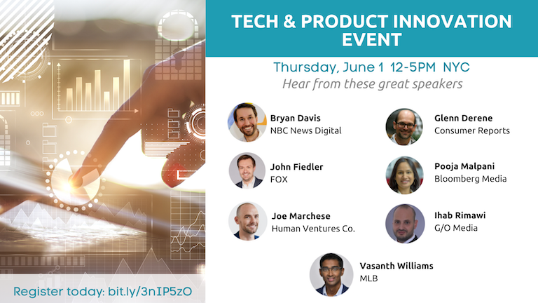 Tech &amp; Product Innovation
A DCN members-only live event. 

Thursday, June 1 in NYC from 12-5PM

DCN members register today for this free event: bit.ly/3nIP5zO

Thanks to our speakers &amp; sponsors:
<a href="/arcxp/">Arc XP</a> <a href="/doubleverify/">DoubleVerify</a> Marigold <a href="/nativo/">nativo rodriguez</a>
<a href="/switchboardsoft/">Switchboard Software</a> <a href="/Teads/">Teads</a>

#DCNlive
