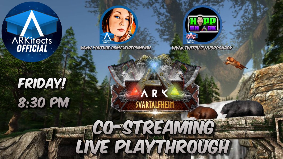 HoppOnArk's tweet photo. @survivetheark  @ARKitects_Ark  #survivetheark #arksurvivalevolved #ark #PLAYark

Mark it on the Calendar! A Co-stream with @FPumpkin0214  this Friday night! I'm so stoked! https://t.co/qfH5ZYQgka https://t.co/2vlVsclTM8