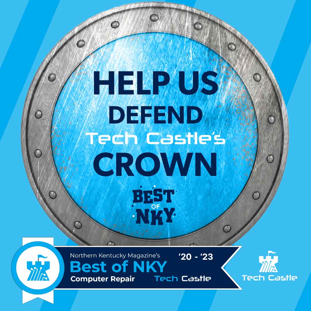 TechCastleKY's tweet photo. It's that time of year again.  Tech Castle has won "Best of NKY" for "Computer Repair" three years running now since 2020.  We ask for your continued support to defend our crown for a 4th year!  Click on the following link,  https://t.co/n698KEGuWY… and vote for Tech Castle! https://t.co/4T2HIiava1
