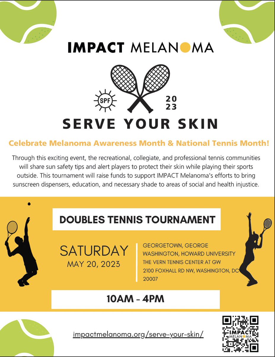 Sach Thakker (@sachthakker) on Twitter photo Hi everyone! In coordination with the dermatology interest groups at Georgetown, GW, and Howard, I will be hosting a doubles tennis tournament to raise awareness/money for <a href="/IMPACTMelanoma/">IMPACT Melanoma</a>. If you are in the D.C. area on Saturday May 20th please sign up! #dermtwitter #MedTwitter Hi everyone! In coordination with the dermatology interest groups at Georgetown, GW, and Howard, I will be hosting a doubles tennis tournament to raise awareness/money for <a href="/IMPACTMelanoma/">IMPACT Melanoma</a>. If you are in the D.C. area on Saturday May 20th please sign up! #dermtwitter #MedTwitter