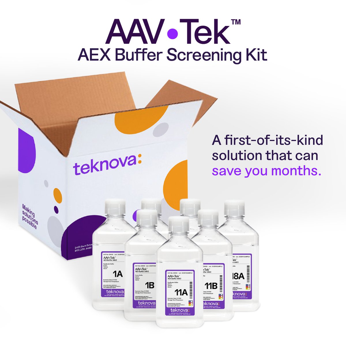teknovascience's tweet photo. Did you hear? Our new AAV-Tek AEX Buffer Screening Kit can save months in your AAV2 process development at the polishing step. Learn more:  https://t.co/ry1rGFje8e

#AAV #AAVTek #MakeSolutionsPossible https://t.co/Q9uKRkE1OY