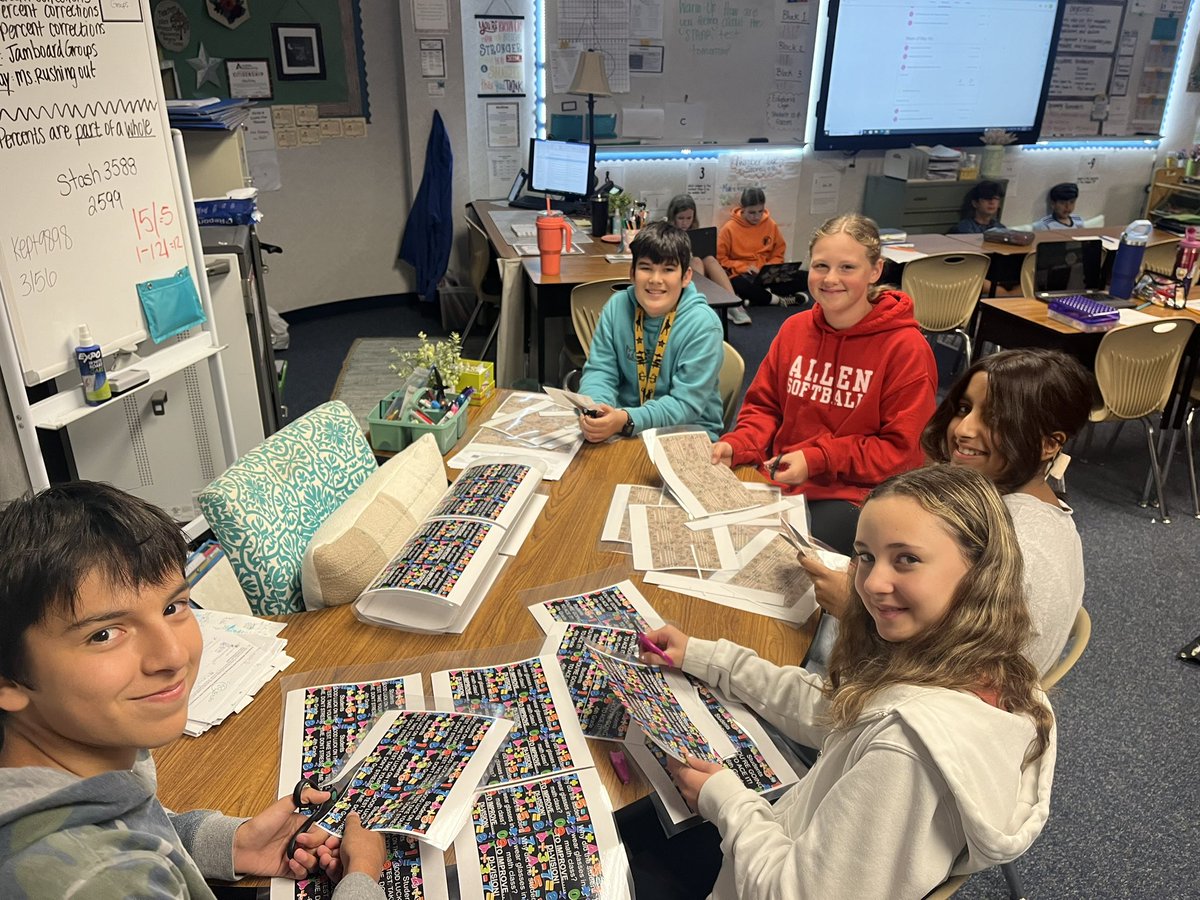 RushingSidney's tweet photo. Some of our ambassadors (not all pictured) were hard at work cutting out bookmarks for each STAAR grade level. They customized notes of encouragement for every take math STAAR tomorrow! https://t.co/MQ4pcesilg