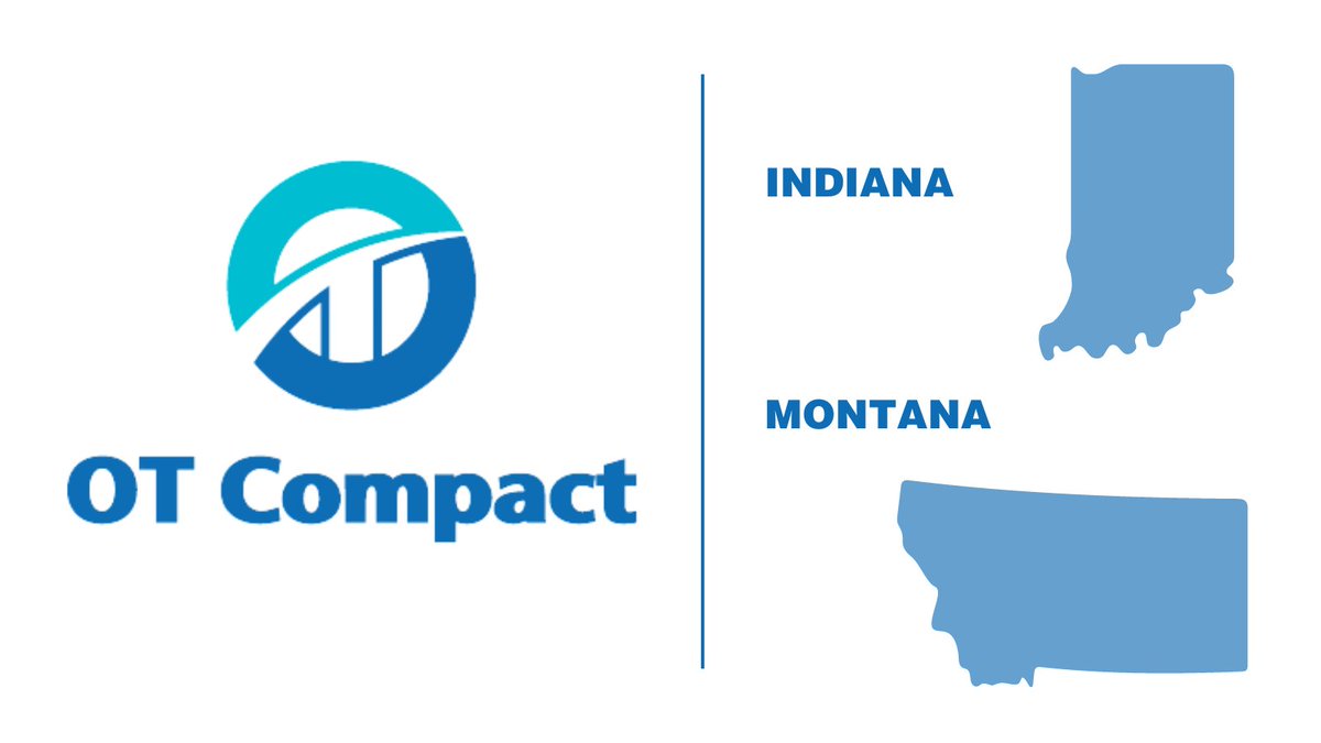AOTAInc's tweet image. Thanks to efforts led by state association leaders, Indiana and Montana are the 26th and 27th states to enact the #OTCompact, meaning more than half of the U.S. have passed the compact! 

Read about the other states that have joined and next steps at otcompact.org