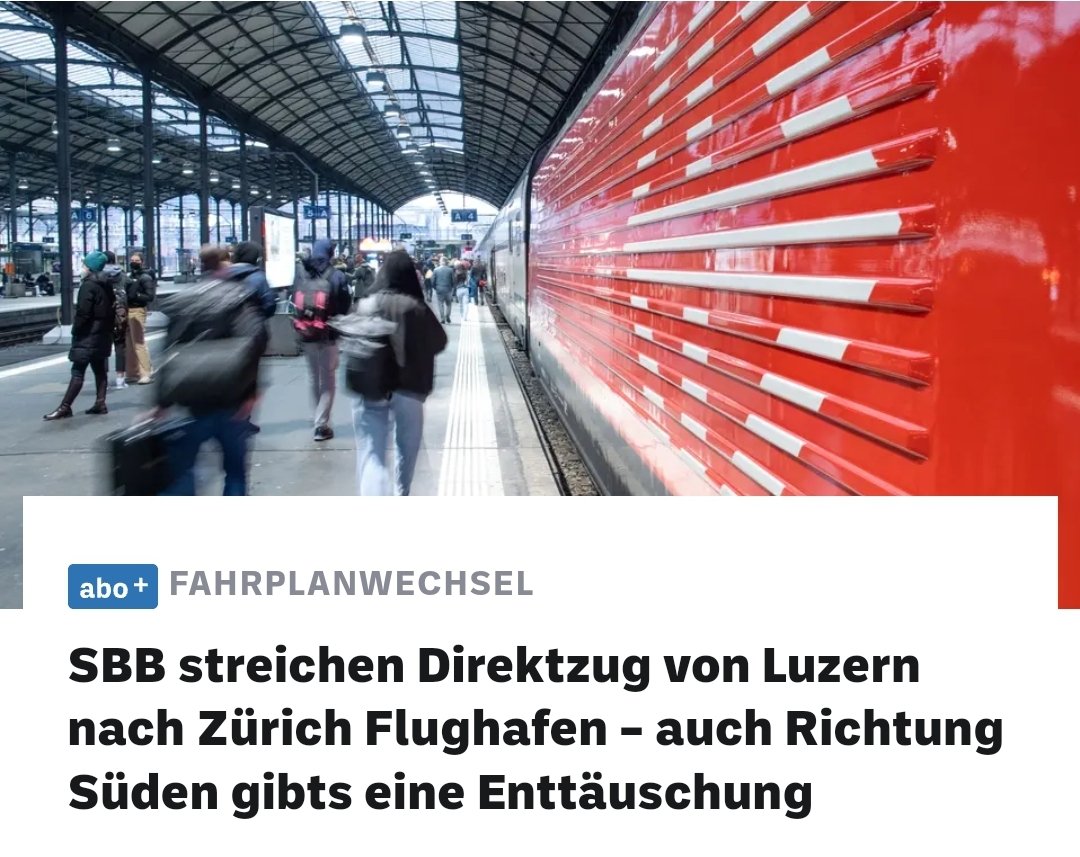 DaRoth's tweet image. Einmal mehr lässt sich die #Zentralschweiz und der @KantonLuzern auf der Nase rumtanzen und sich von guten öV-Verbindungen abhängen. Seit Jahrzehnten. Falscher Fokus und schwache politische Vertretung sind die Gründe. @LuzernerZeitung @zentralplus