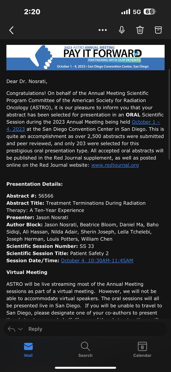 Jason D. Nosrati, MD (@jasondnosrati) on Twitter photo Thrilled to have the opportunity to talk about why cancer patients terminate treatment early at #astro2023
Thank you for you support <a href="/WilliamChenMD/">William Chen, MD</a> <a href="/PottersMD/">Louis Potters, MD</a> <a href="/JoeHermanMD/">Joseph Herman MD, MSc, MSHCM</a> <a href="/LeilaTchelebi/">Leila Tchelebi</a> <a href="/BahoSidiqiMDMPH/">Baho Sidiqi</a>
Dr. Ma and Dr. Bloom
Ali, Nilda and Sherin
Finding passion in this area Thrilled to have the opportunity to talk about why cancer patients terminate treatment early at #astro2023
Thank you for you support <a href="/WilliamChenMD/">William Chen, MD</a> <a href="/PottersMD/">Louis Potters, MD</a> <a href="/JoeHermanMD/">Joseph Herman MD, MSc, MSHCM</a> <a href="/LeilaTchelebi/">Leila Tchelebi</a> <a href="/BahoSidiqiMDMPH/">Baho Sidiqi</a>
Dr. Ma and Dr. Bloom
Ali, Nilda and Sherin
Finding passion in this area