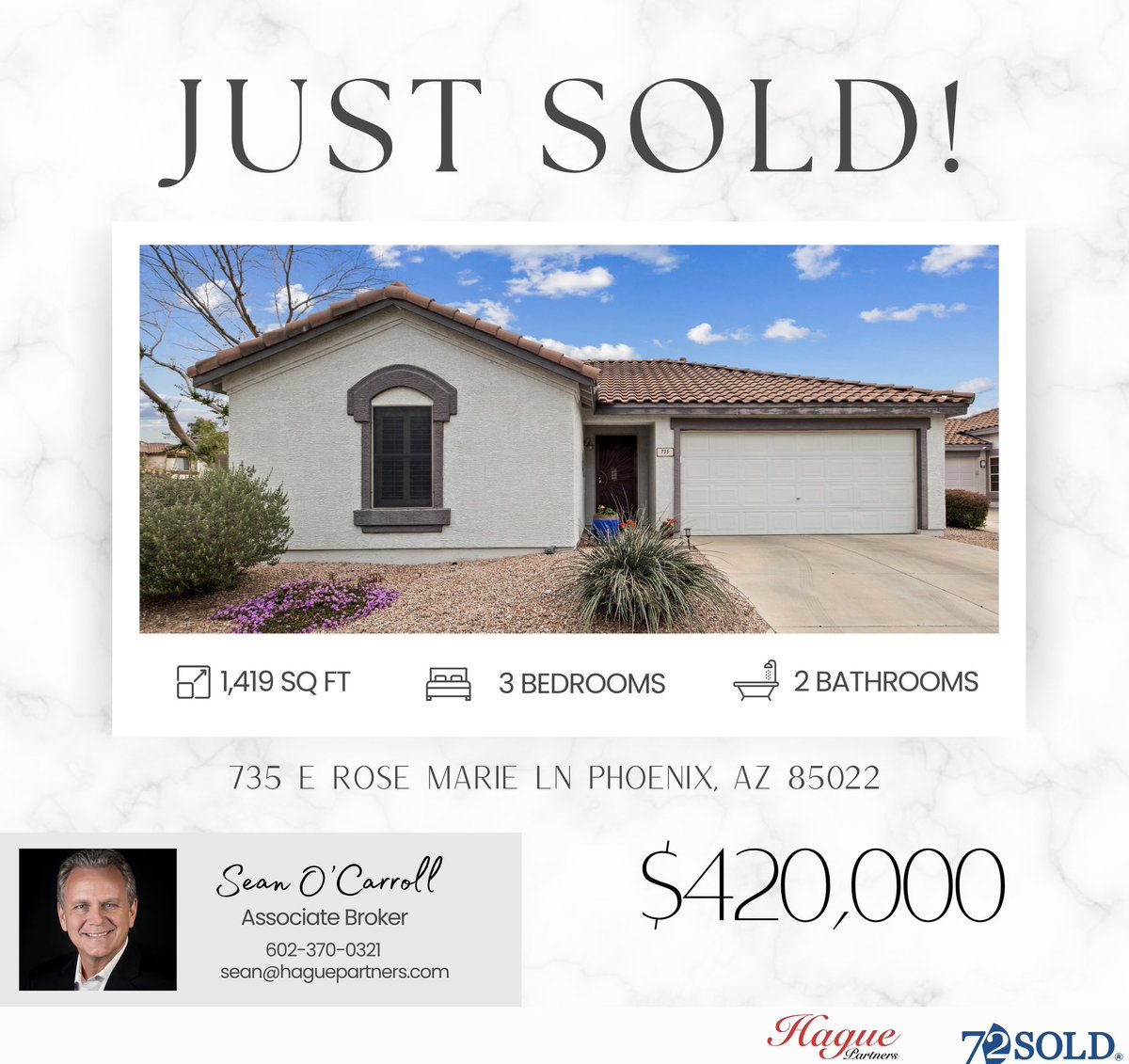 FANTASTIC DEAL JUST SOLD!  🏡

735 E Rose Marie Ln Phoenix, AZ 85022, USA ✨

#72soldaz #72sold #seanocarroll1 #realestateforsalescottsdale
#haguepartners #realestateagent #azluxuryhomes