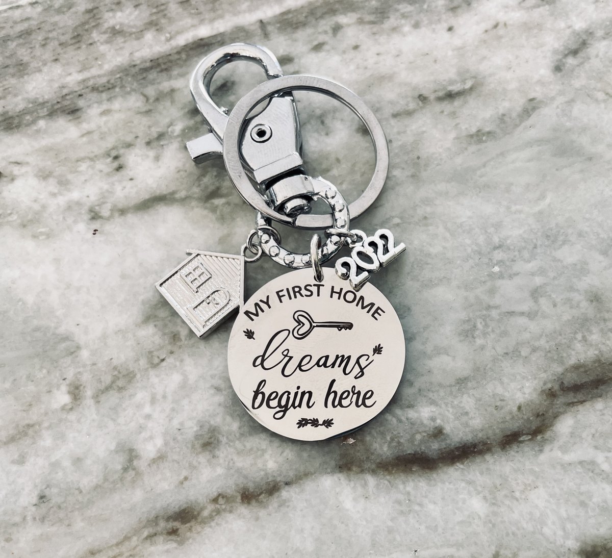 Excited to share the latest addition to my #etsy shop: 2023 My First Home Gift for New Home Owners Silver Key Chain Keyring FOB New #Homeowners Gift Dreams Begin Here New House First Home Gift etsy.me/41ewg5e #newhome #realtorgift #realtor #firsthome #keychain