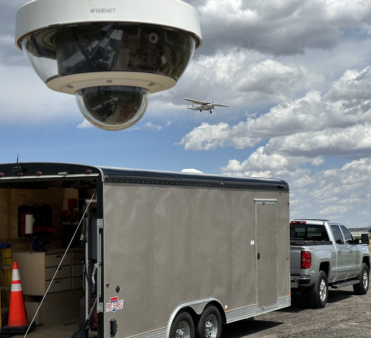 AccentAlarms's tweet photo. Beautiful day!  I spy a  @HanwhaVision  multi-sensor camera and my new trailer cabinets. https://t.co/lue1WoIe5Z