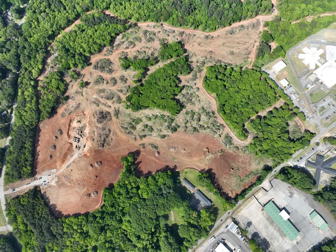 chaospr1ncess's tweet image. The human and environmental cost of cop city already outweighs any possible benefit to be gained from it. 

An urban forest, gutted. Lives lost. Lives imprisoned. A city in discord and turmoil. For what?

This was once a vibrant ecosystem, now it's mud and despair.

#stopcopcity