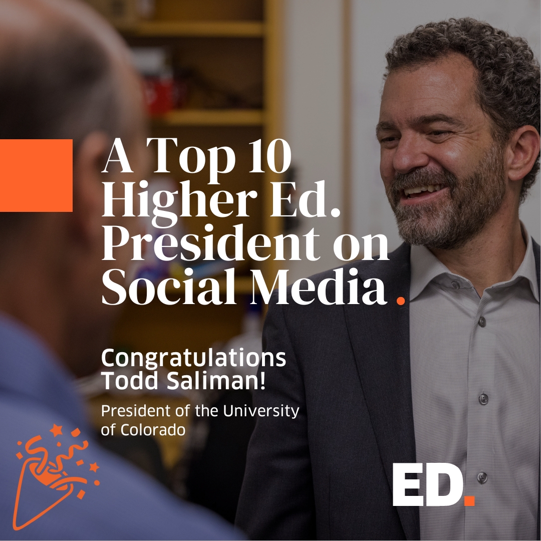 Way to go @CUToddSaliman of @CUSystem on making our list of Top 10 Higher Ed. Presidents on Social Media for 2022!

edmarketing.agency/ed-marketings-…

#hesm #higheredmarketing #HEmktg