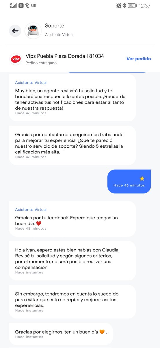 Goiz's tweet photo. @AtencionProfeco @Profeco El día de hoy hice 1 pedido en @RappiMexico para el restauran @VIPS_MX hasta ahí todo normal el detalle fue que me llegó otro producto (huevo con jamón) en lugar de Enchiladas Suizas, hable  al soporte del deliver, la solución que me dan es una disculpa https://t.co/NsR4pKBY3a