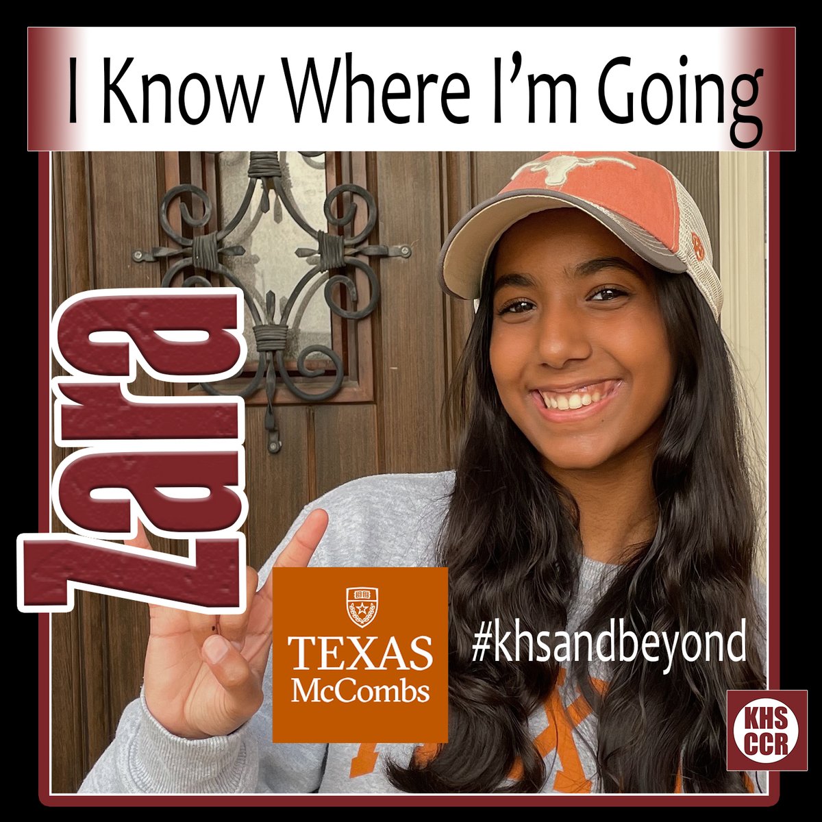 Congratulations, Zara! #iknowwhereimgoing #khsandbeyond
<a href="/KHS_Cougars/">Kempner High School</a>