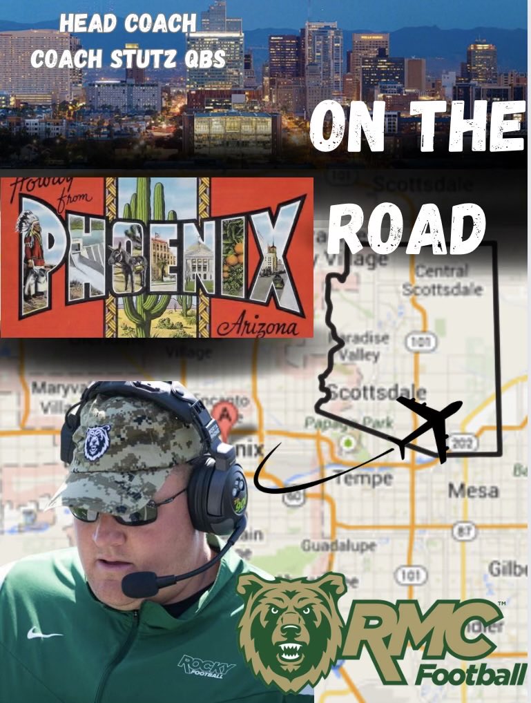 Coach_Stutz's tweet image. Back in the Desert! ⁦@Rocky_Football⁩ #AZPipeline #BearRaid #BigHat