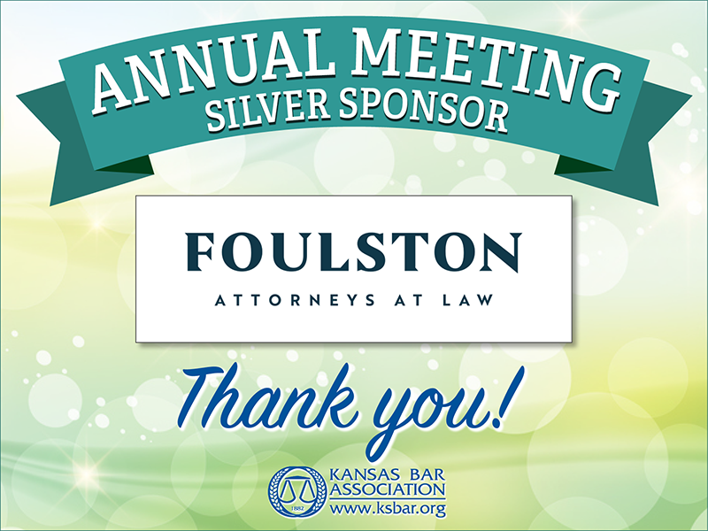 KansasBar's tweet photo. We're sending a big thank you to Foulston Siefkin LLP for their generous sponsorship of the 2023 KBA Annual Meeting! https://t.co/ioKU34eb9a https://t.co/Q256kr9R3T https://t.co/puJt00B6J3