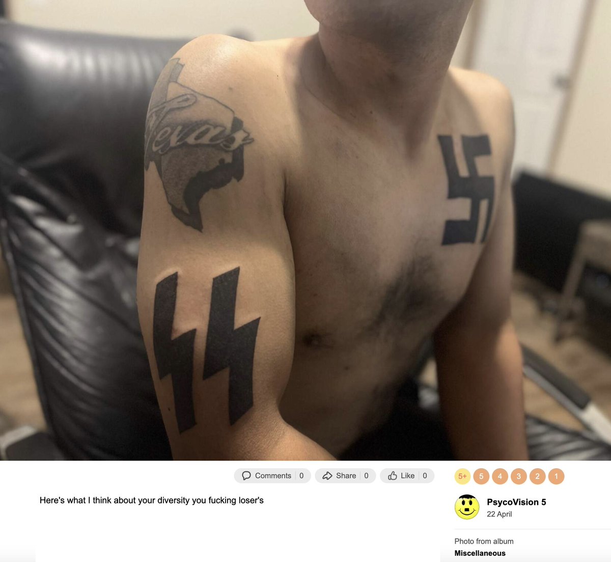 NoLieWithBTC's tweet image. He posted a photo of Nazi tattoos. 

I’m sure you’ll delete and correct yourself.