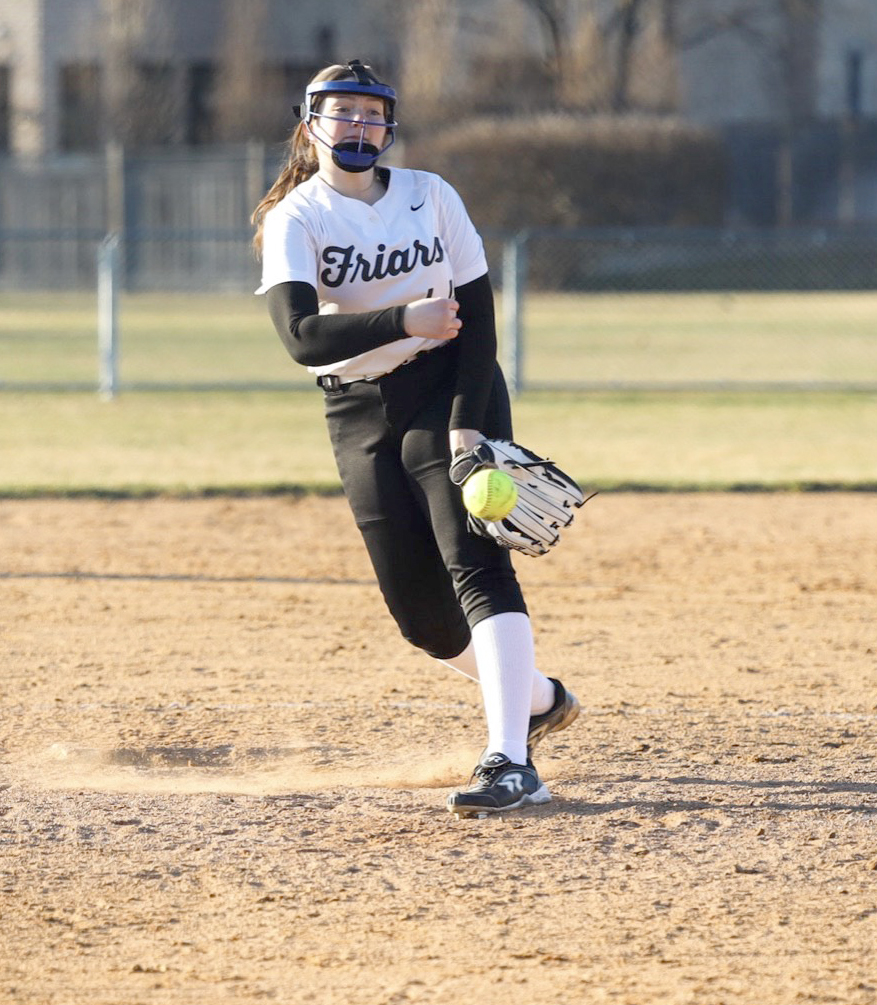 FOR THE RECORD BOOK: #FenwickFriars "ace" pitcher Talia Lorenzo '23 has surpassed 400 career strikeouts and 100 "Ks" for this season. Her current total is 446 -- a school record -- and counting! Talia will study nursing and continue playing softball at Aurora University (IL).