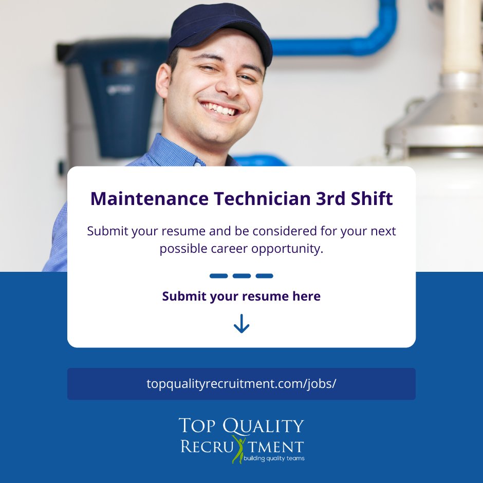 We are hiring a Maintenance Technician in Beaver Dam, WI.

Apply now: ow.ly/4BCR50OcyE5

#tqr #hiring #job2023 #WIjob #maintenancetechnician #technician #maintenance