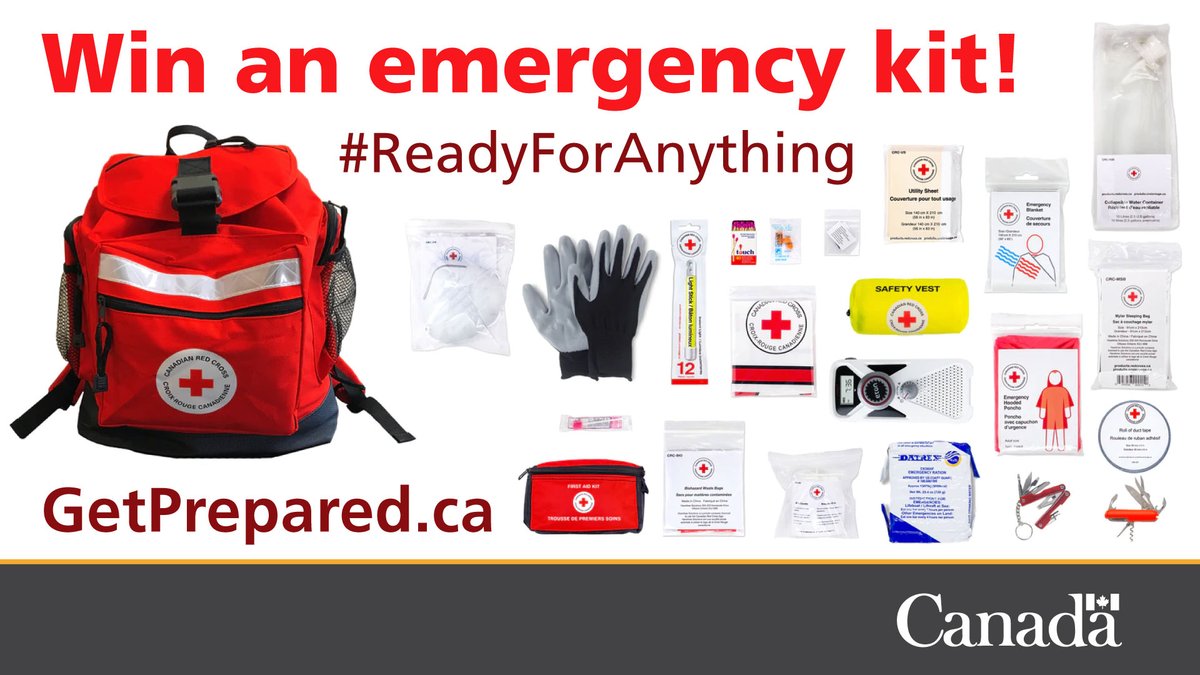 Safety_Canada's tweet photo. We’re giving away an emergency kit everyday during #EPWeek2023! Let us know how you’re prepared for emergencies for a chance to win an emergency kit. To learn more about the challenge’s rules for a chance to win a free kit, visit: https://t.co/milg7S4wbp https://t.co/nbeg0kAc8g