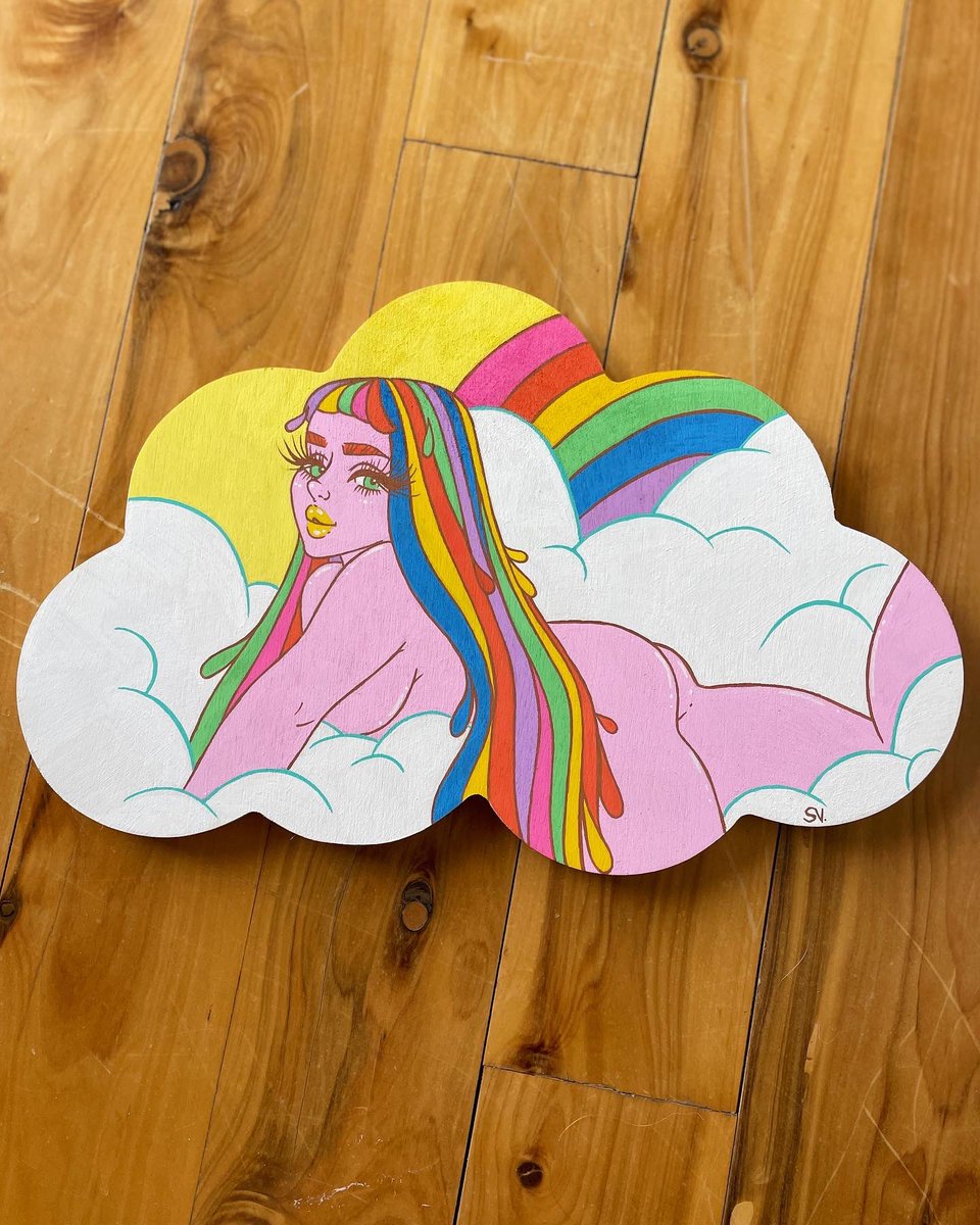 Two Weather Babes paintings that sold yesterday! 🌈💧🌧️