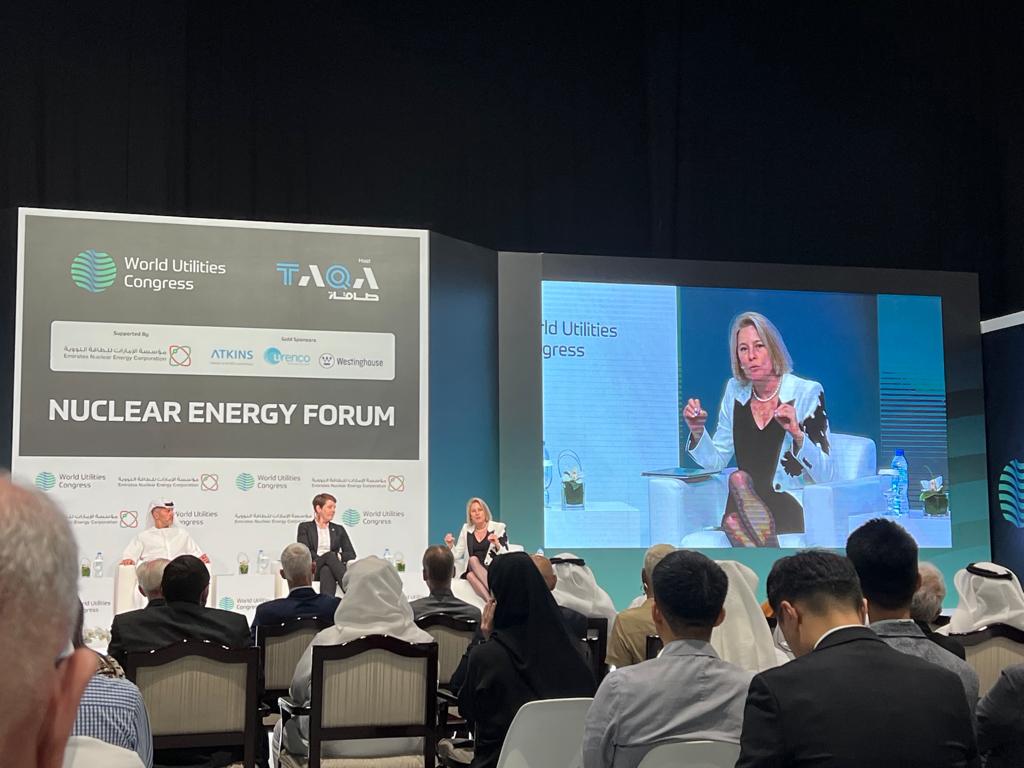 I enjoyed conversing about the essential role of nuclear energy to reach global decarbonization goals with my friends HE Al Hammadi and Assistant Secretary Dr Huff during the Nuclear Leadership Forum at the Global Utilities Congress 2023.