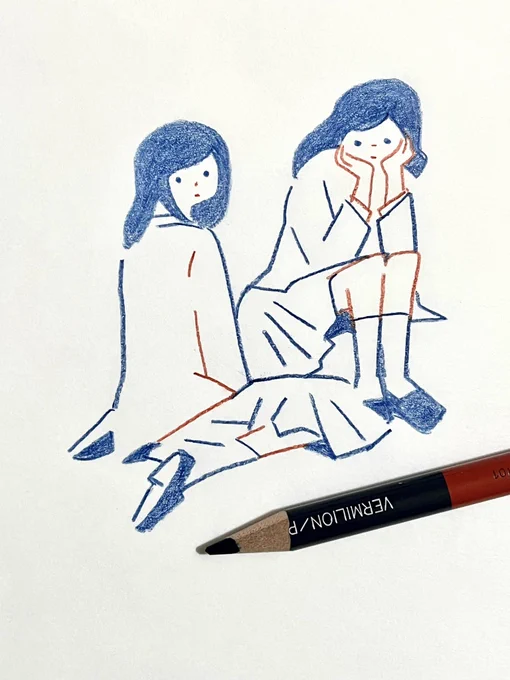 赤青鉛筆で描いています。