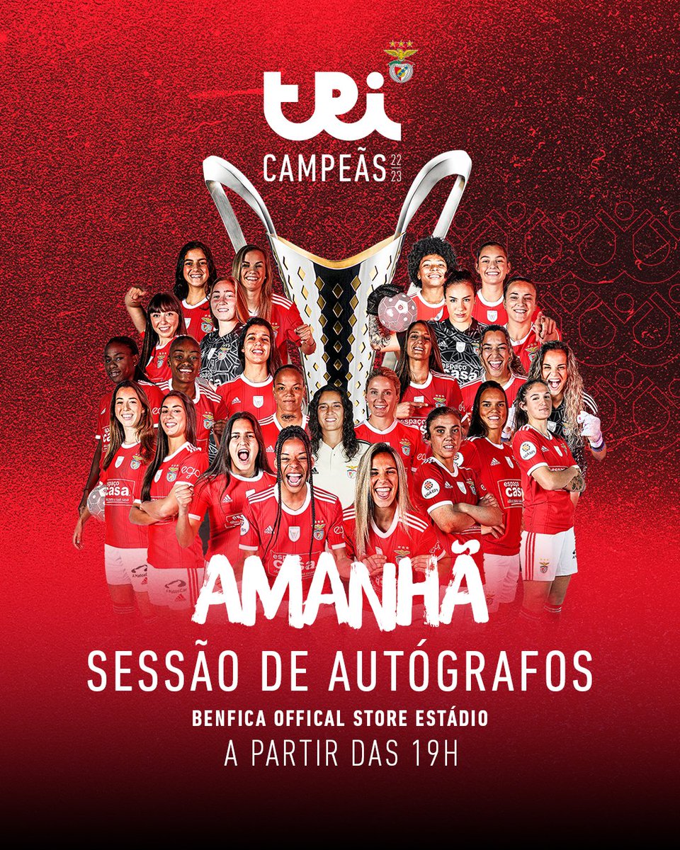 👀✍️ 𝗔𝗺𝗮𝗻𝗵𝗮̃, a partir das 19h, vem ter com as Tricampeãs ao Estádio da Luz (Benfica Official Store)!

#EuAmoOBenfica • #SLBenficaFem