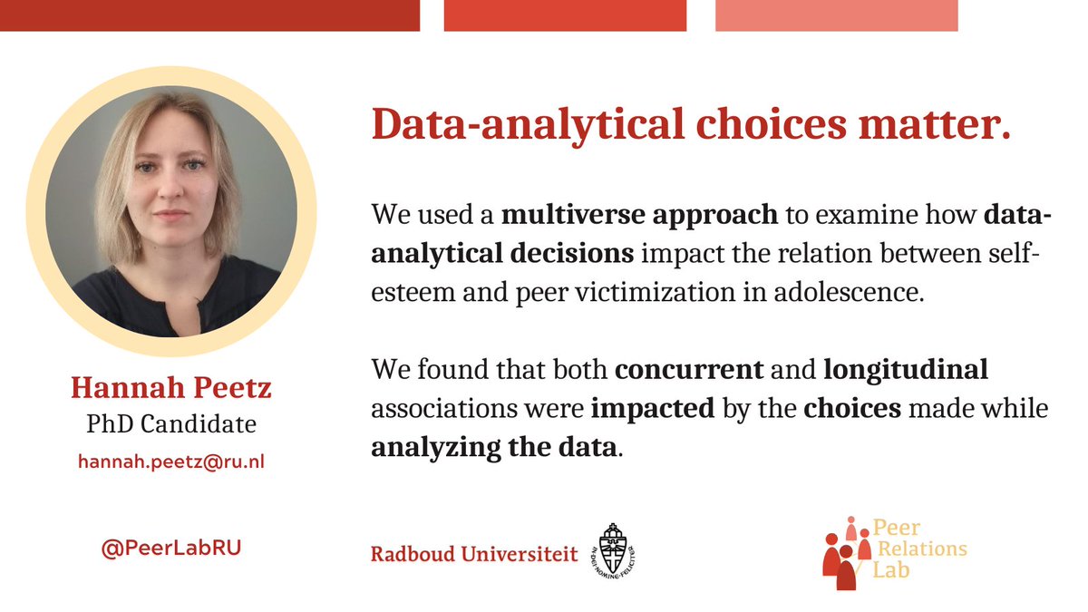 Lab members <a href="/HannahPeetz/">Hannah Peetz</a>, <a href="/TessaLansu/">Tessa Lansu</a>, <a href="/YvonnevandenBe1/">Yvonne van den Berg</a> and Toon Cillessen recently published an article in the journal Infant and Child Development <a href="/ICDjournal/">Infant and Child Dev</a>! They used a #multiverse approach in developmental #research. Read the full paper here: doi.org/10.1002/icd.24…