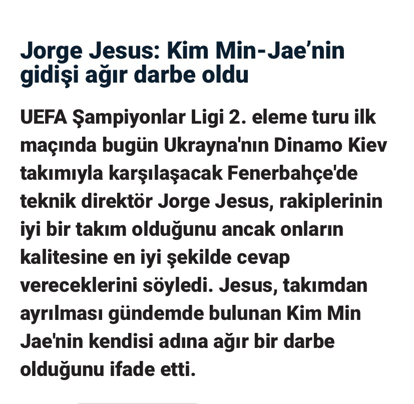 Erol Toksoy on Twitter "Kim Min Jae gittiğinde, Fenerbahce