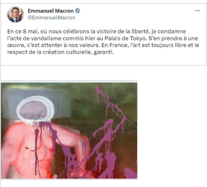 MarieV202006's tweet image. Macroncescu a supprimé son tweet de ce matin, sur le tableau tagué (apologie de la pédophilie)