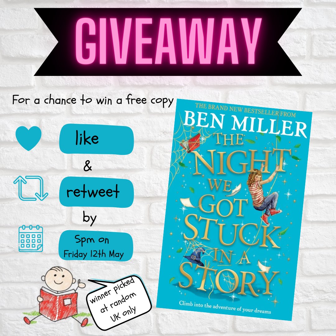 ✨G I V E A W A Y✨

📖#TheNightWeGotStuckInAStory📖by Ben Miller launches in paperback this week &amp; thanks to the lovely folks <a href="/simonkids_UK/">Simon & Schuster Children's Books</a>, we have a free copy to give away!

For a chance to win👇
💙LIKE +
🔁RETWEET
🗓️by Friday 12th May @ 5pm

🏆winner picked at random-UK only