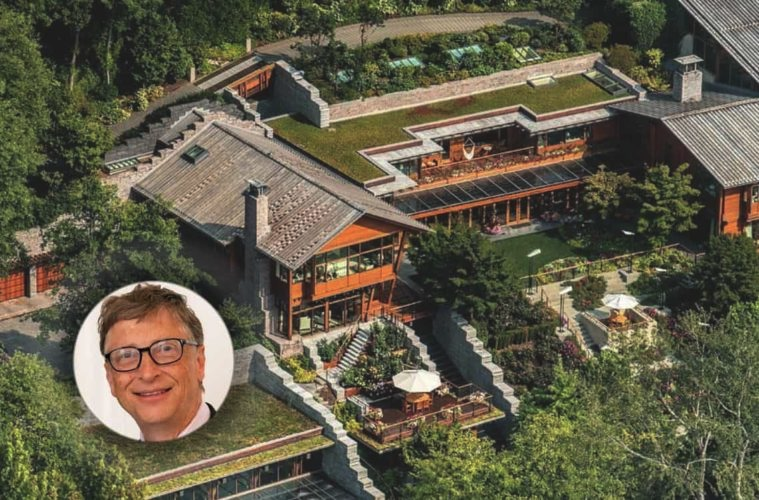 Did you know that Bill Gates' primary residence in Seattle boasts 7 bedrooms, 24 bathrooms, a 60-foot pool with an underwater music system, a 2,500-square-foot gym, a 1,000-square-foot dining room, six kitchens, and a trampoline room with a 20-foot ceiling? And let's not forget…