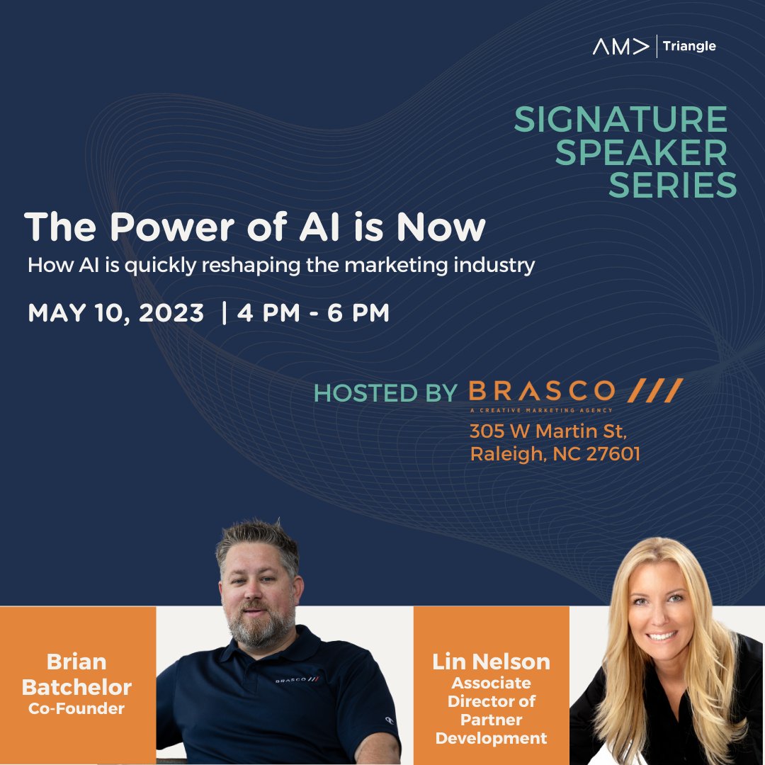 DON'T MISS OUT! ⏰ | The Power of AI is Now, hosted by @BrascoMarketing, is almost SOLD OUT! Get the inside scoop on one of the hottest topics in marketing. Don't wait! Secure your spot today before it's too late! Register now : amatriangle.org/event/signatur…

#ai #marketing