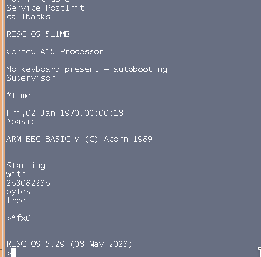 QtARM's tweet photo. #RISC_OS Emulation beginning to shape up , even though it is a long journey ahead. CPU emulation, serial port emulation and some basic interrupt injection. I think I am ready to try it on #Genode. I think emulation can use serial directly. https://t.co/k9odVOAzei