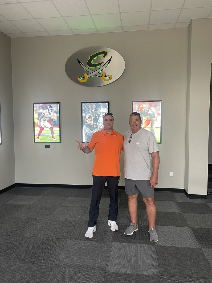 CalvaryRecruits's tweet photo. Thank you Oklahoma St. DB coach Dan Hammerschmidt for stopping by and recruiting Calvary Football! https://t.co/UiWcA43KmE