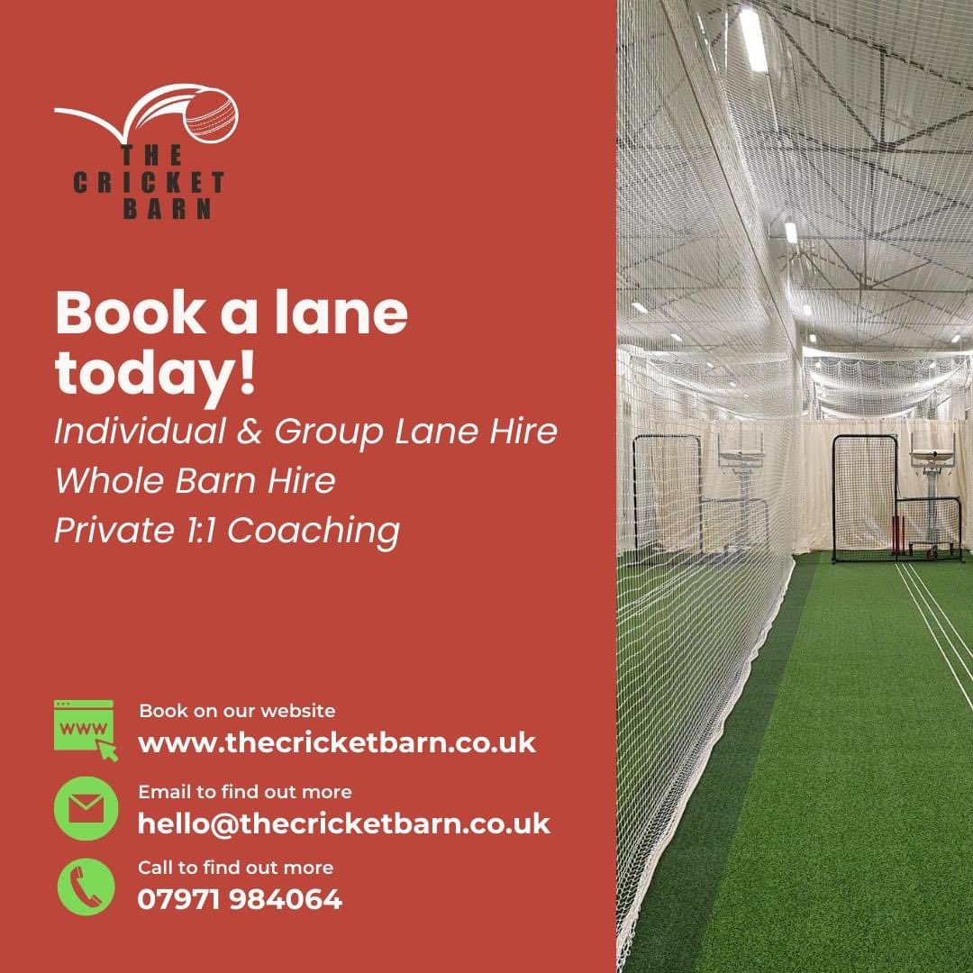 Another night of rain forecast tomorrow 🌧️ so The Cricket Barn will be open extended hours again!

We will be open from 12:30PM until 9:30PM.

Lanes have been made available on our website for you to book, or give the Barn a call on the number below! 🏏