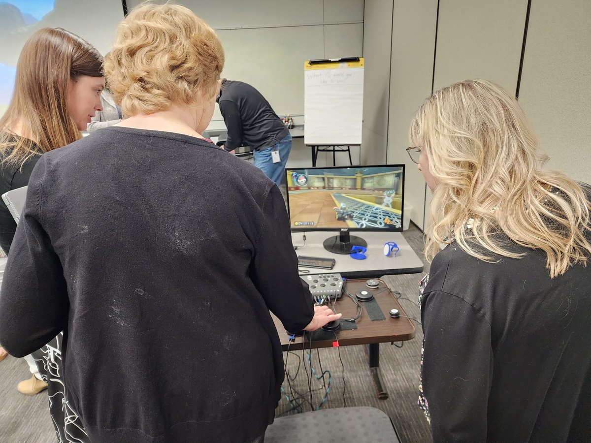 JamieLynnMayo's tweet photo. Thanks to @REMCassociation for funding a great #ATplaydate today. What an amazing collection of AT-smart people to share ideas with! #WISD https://t.co/XCbEQNmM8n