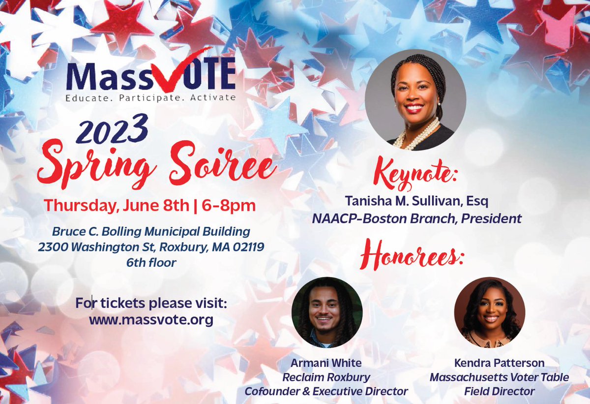 Our Spring Soiree is less than one month out! Join us for this fantastic event as we celebrate democracy reform and the people making it happen. Register now: massvote.salsalabs.org/MassVOTE2023Sp…