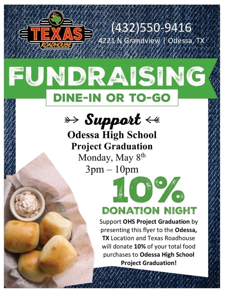 odessagrl's tweet photo. Stop by today!! #odessabronchos ##2023 #ohs #projectgraduation #texasroadhouse https://t.co/peewqZpAEV