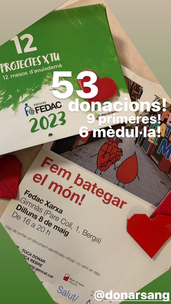 Avui hem fet bategar el món! 
Gràcies a tots els cors generosos que heu donat la vostra sang i el vostre temps! 

#donaciódesang #s4 #aps 
#donarSang @donarsang #fembategarelmón #avuixdemà #escolesfedac #projectesxtu