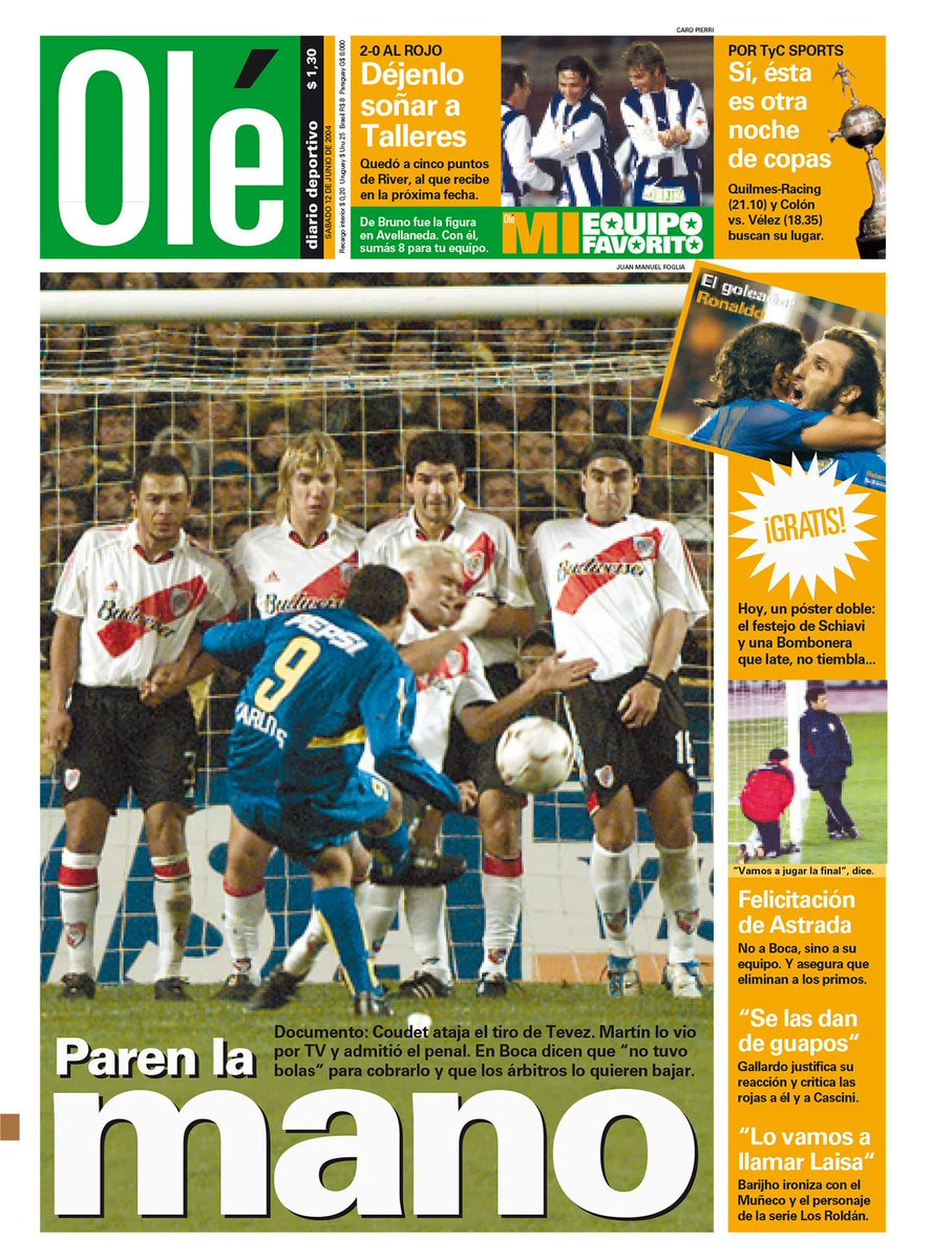 LucasBeltramo's tweet photo. El 10/6 se cumplirán 19 años del último Superclásico con River con un jugador menos que Boca en cancha al menos 30'.

Fue en la semi de Libertadores 2004. Ganó Boca 1-0. Rojas a Cascini (insólita) y Gallardo a los 32' y a Garcé a los 43'. Sobre la hora Coudet atajó un tiro libre. https://t.co/qHHNcGXkf8