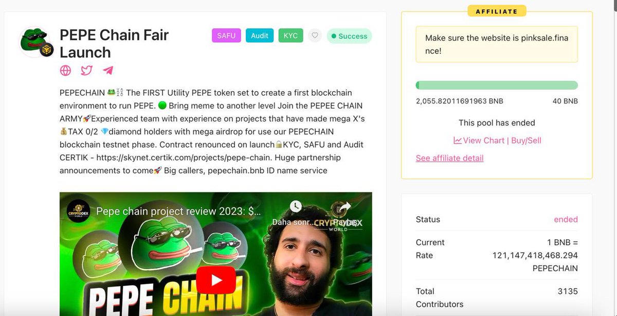 $PEPECHAIN Filled 2055,82BNB 🔶 with 3135 contributors 🤯 51X from soft-cap 🟢 

🥞 PCS Listing 9 May 14:30PM UTC

 Chart: dexview.com/bsc/0x3D17E0aB…