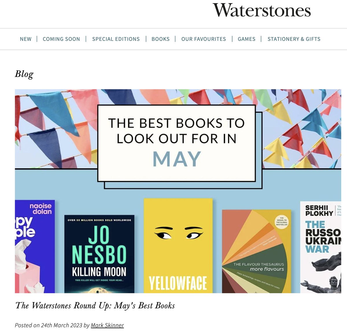 Chomsky1's tweet photo. Thank you so much to @Waterstones for choosing #GhostGirlBanana as one of your May "best books". In absolutely brilliant company with @CalebANelson, @kuangrf and Jen Beagin and, OF COURSE @KateSawyer whose second novel #ThisFamily is an utter triumph. https://t.co/0650t6ZymD