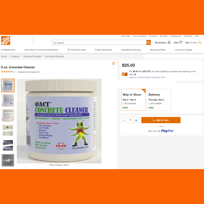 ACT Cleaners is easy to get from your favorite hardware store! Don't miss it!

homedepot.com/p/8-oz-Concret…

#CleanerPlanet #GreenCleaning #EcoFriendly #NaturalCleaning