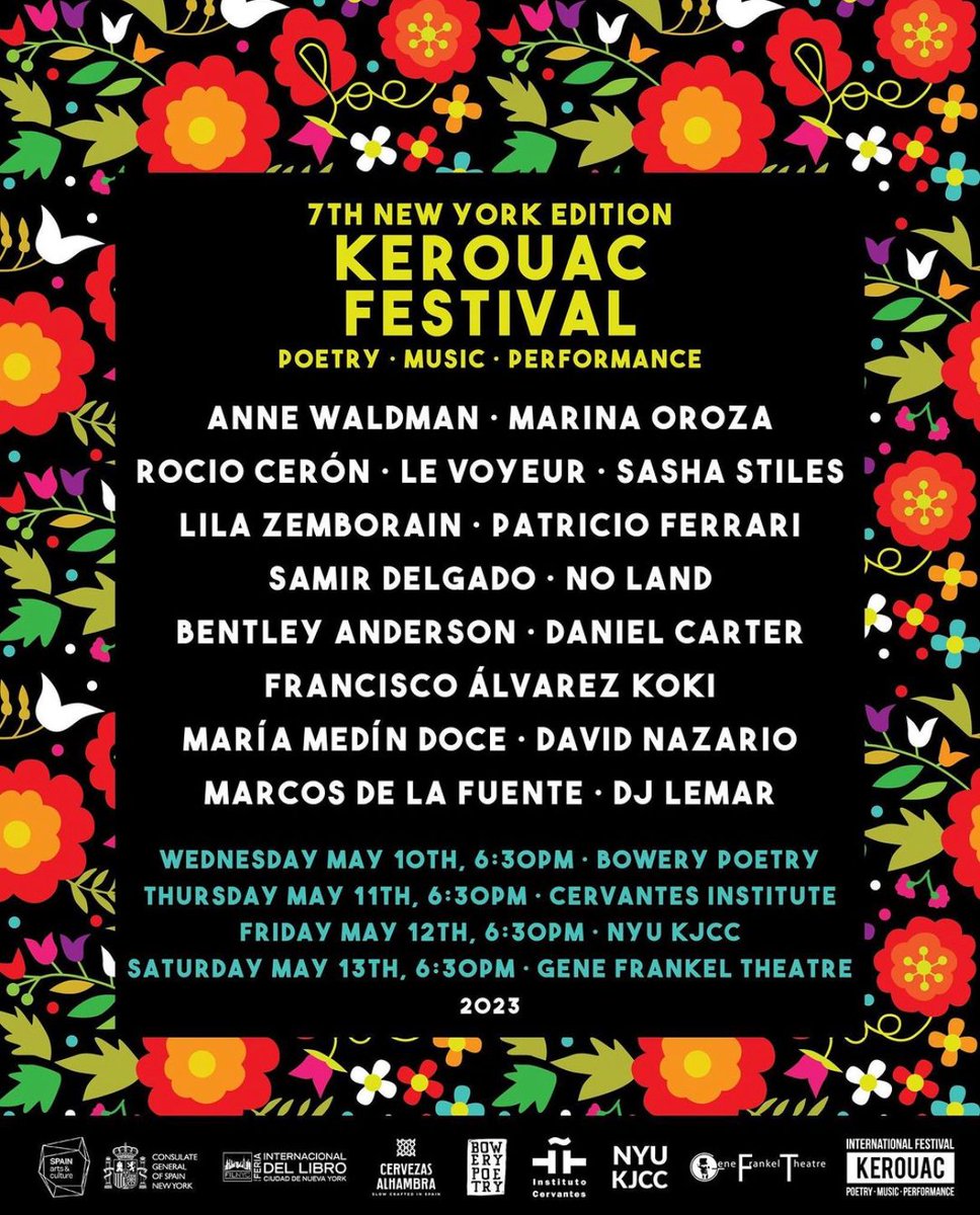 fil_nyc's tweet photo. Todo listo para la 7ma edición del Festival Kerouac NYC...Desde España y México, hasta Nueva York.✈️
NUEVAS RUTAS DE POESÍA 📚🎉

El evento tendrá lugar del 10 al 13 de mayo.

¡Los esperamos! 😎 https://t.co/vwUsSVu9HY