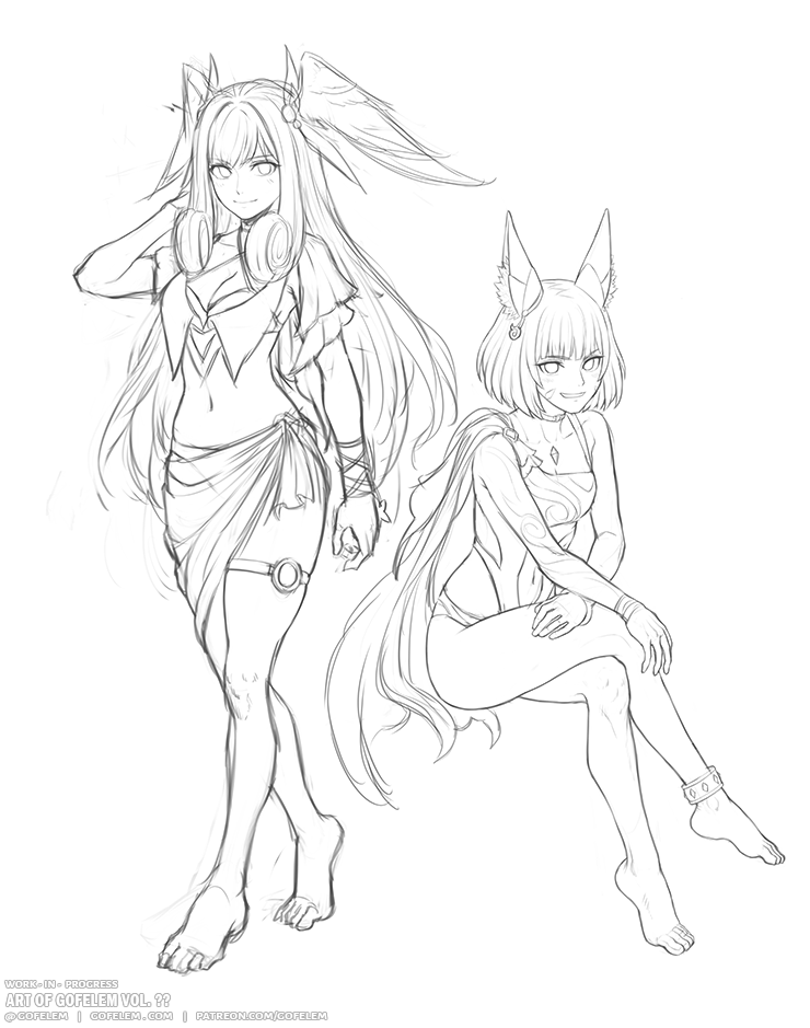 ねむいページ Melia & Nia summer wip 2 🤗 #XenobladeChronicles3 #ゼノブレイド3