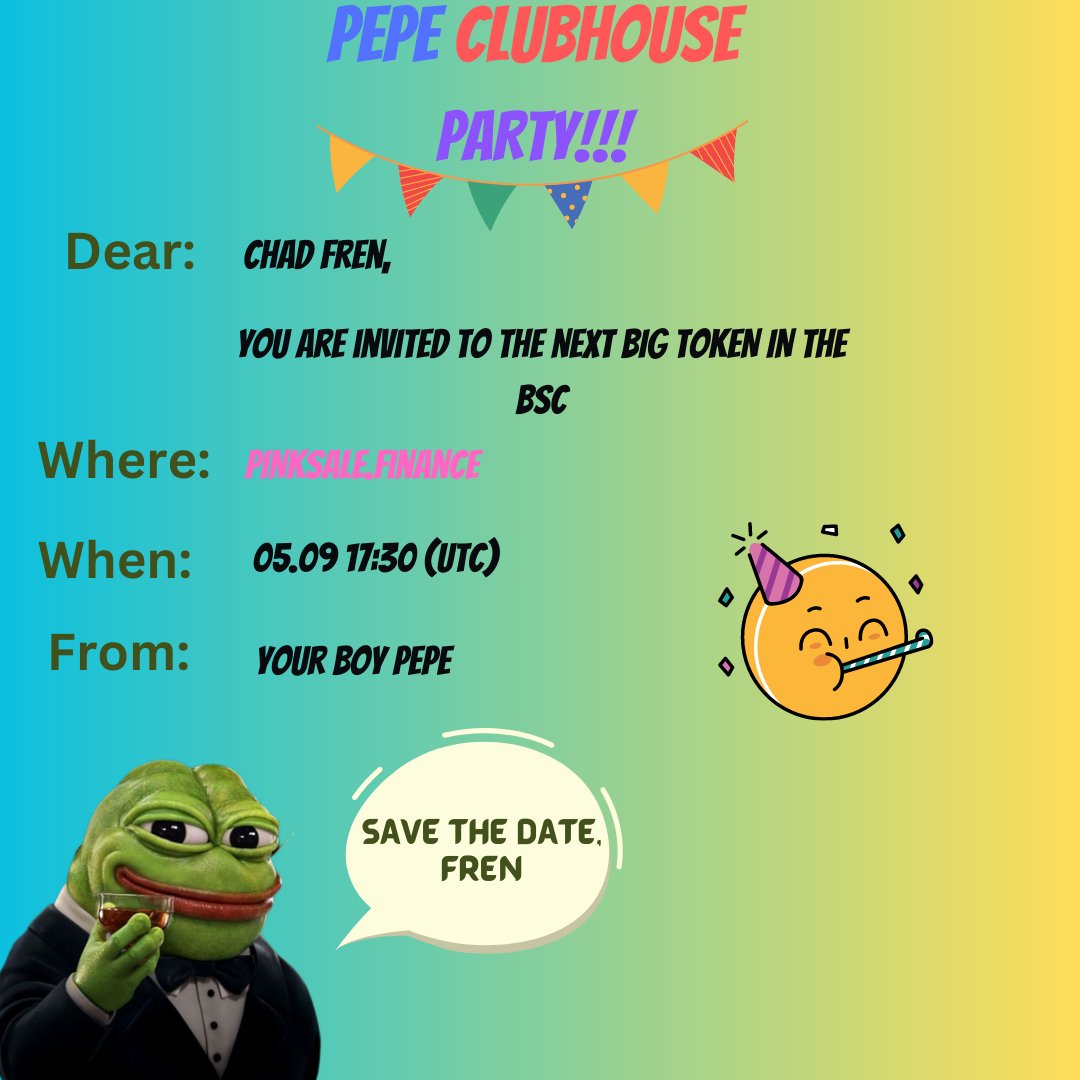Pepe ClubHouse FAIRLAUNCH ON MAY 9TH on Twitter "🔥 Are you