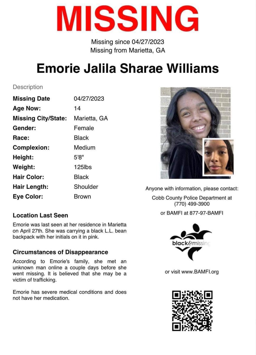 I’m sharing this information on behalf of a very good friend. If you have any information, please contact the Cobb County (GA) Police Department.